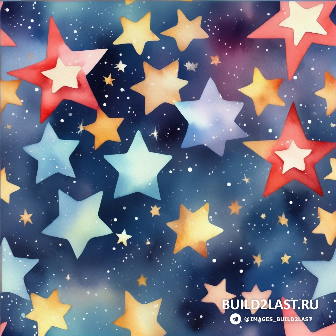 красочный фон со звездами разных цветов и размеров