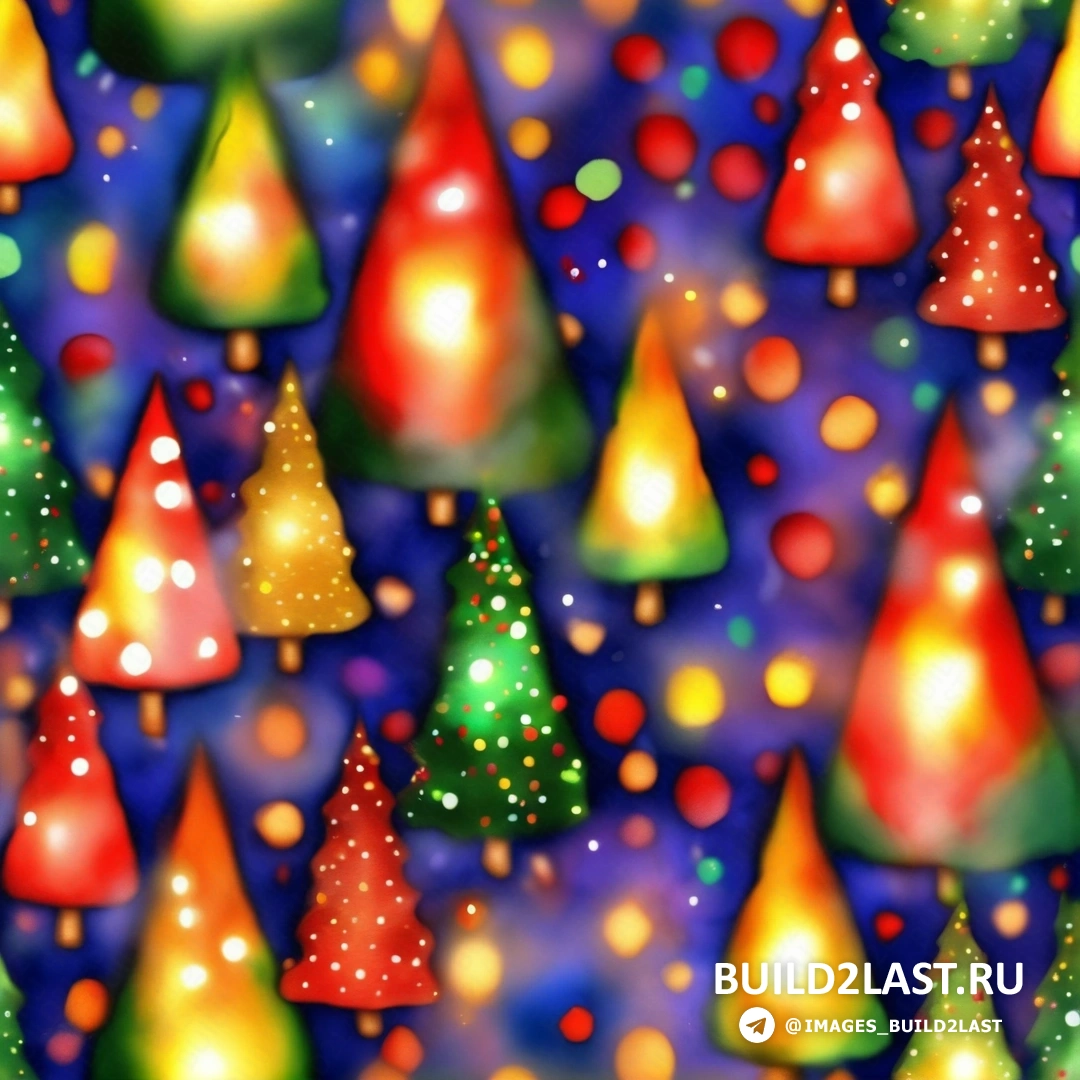 красочный узор рождественской елки со множеством цветов и форм на синем фоне со снежинками и звездами