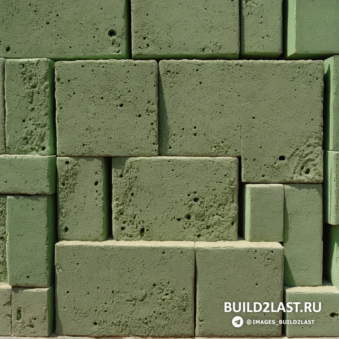 Бетонное искусство - абстрактная скульптура. Крупный план стены из цементных блоков с красным знаком остановки посередине стены.