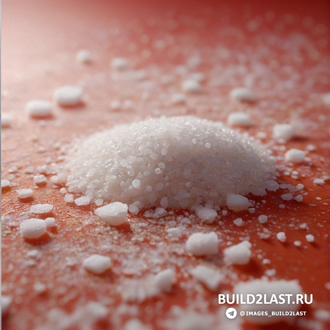 Пластика - сверхтонкая детализированная живопись. Крупный план белого вещества на красной поверхности с белыми хлопьями на нем