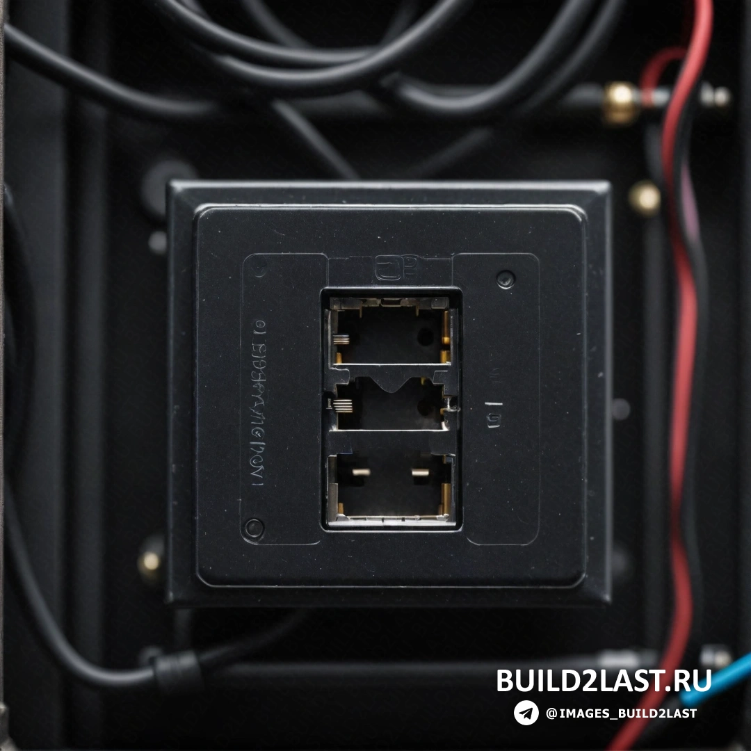 Серийное искусство - компьютерная визуализация. Крупный план черной коробки с проводами и проводами внутри и красным