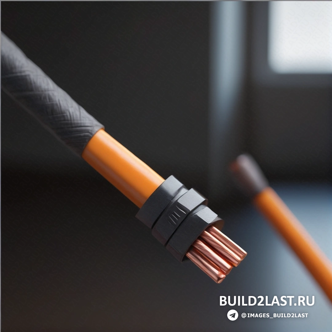 Искусство удара — 3D-рендеринг. Крупный план кабеля с черным и оранжевым концом и коричневым концом