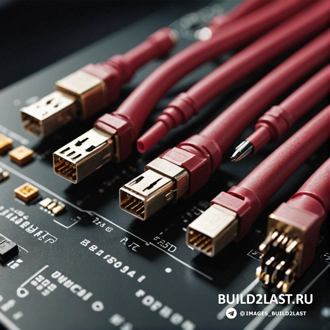 Компьютерное искусство - компьютерный рендеринг. Крупный план компьютерной платы с несколькими кабелями, подключенными к ней, и несколькими другими проводами, подключенными к ней