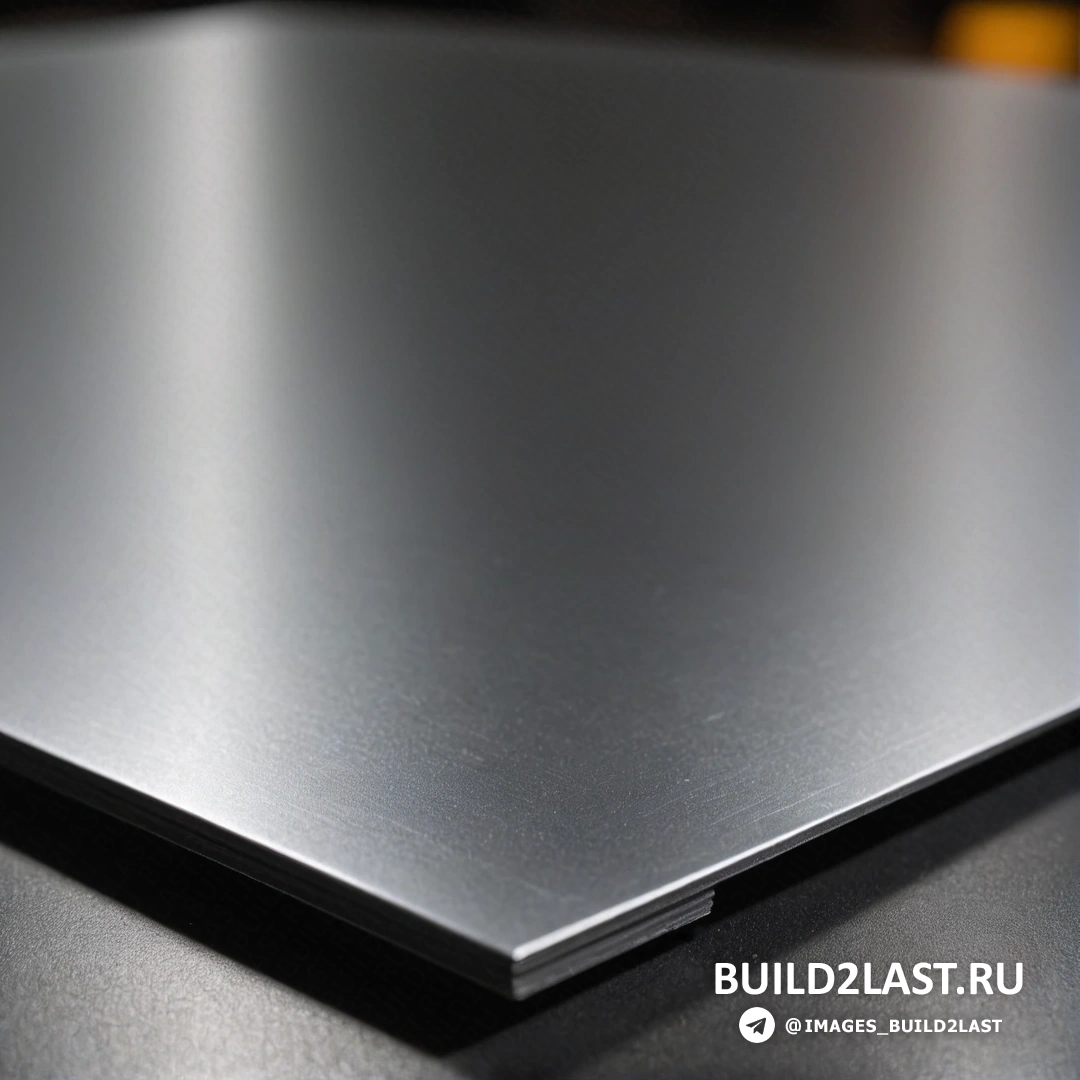 Суперплоскость - компьютерный рендеринг. Крупный план металлической поверхности на столешнице с размытым фоном