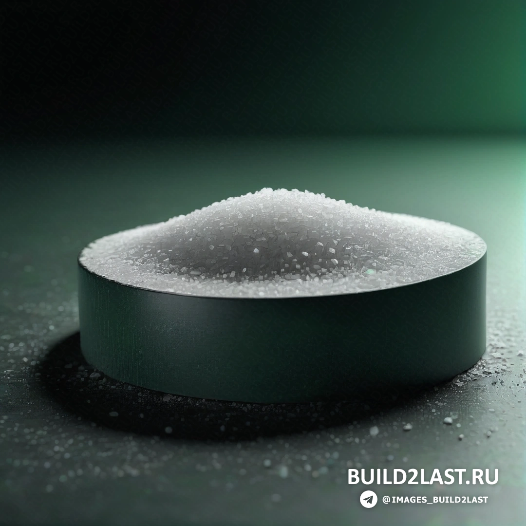 Прецизионизм - 3D-рендеринг. Крупный план миски с сахаром на столе с зеленым фоном