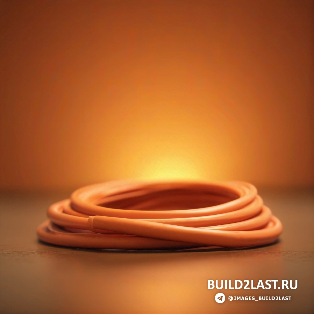 Минимализм — визуализация с окклюзией окружающего пространства. Крупный план оранжевого шнура на столе со светом на заднем плане