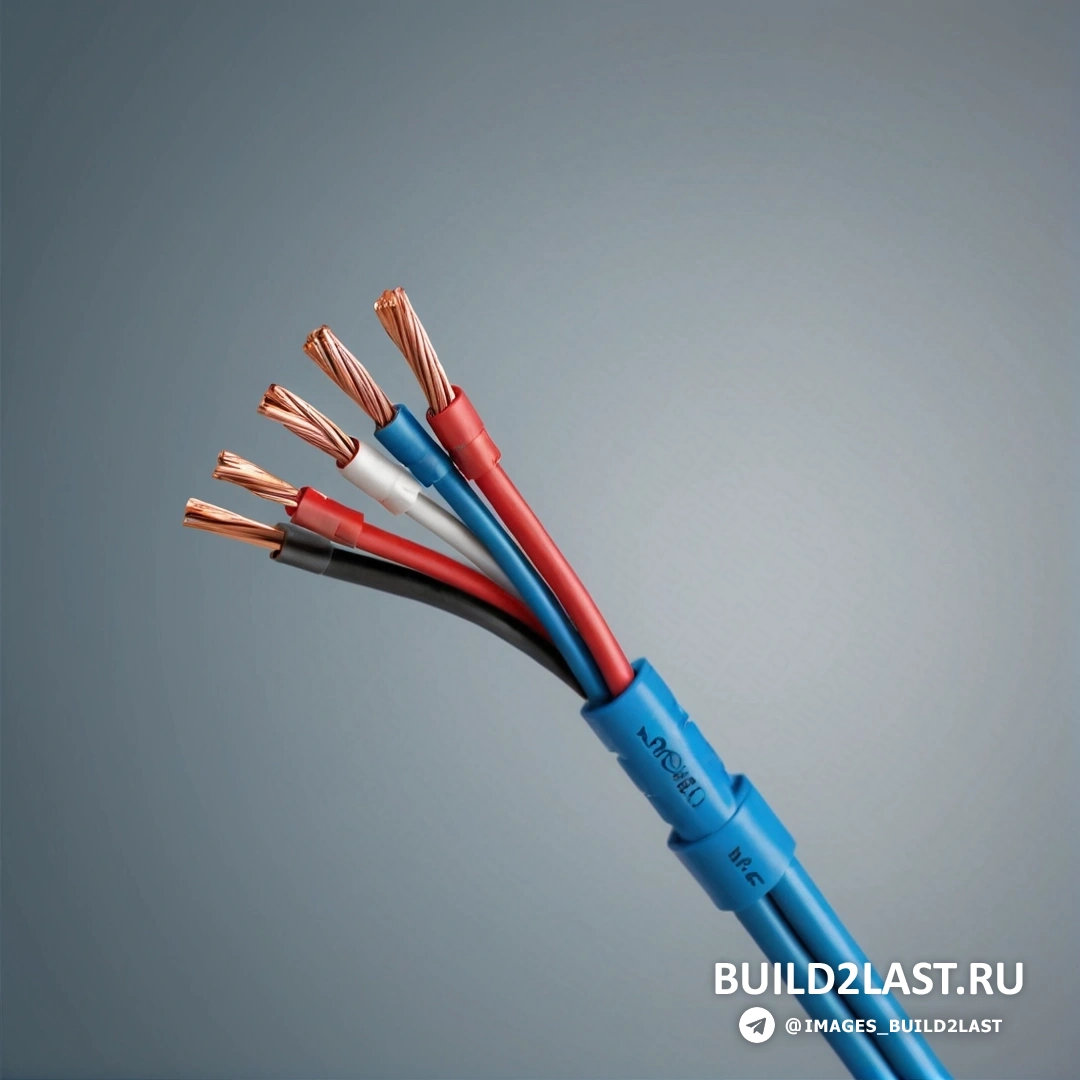 Некогерентность - компьютерный рендеринг. Крупный план сине-красного кабеля с прикрепленными к нему проводами и серым фоном