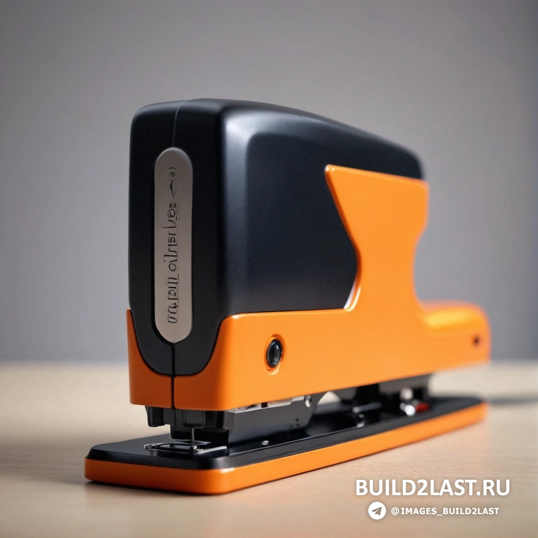 Les automatistes - компьютерная визуализация. Крупный план степлера на столе с серым фоном