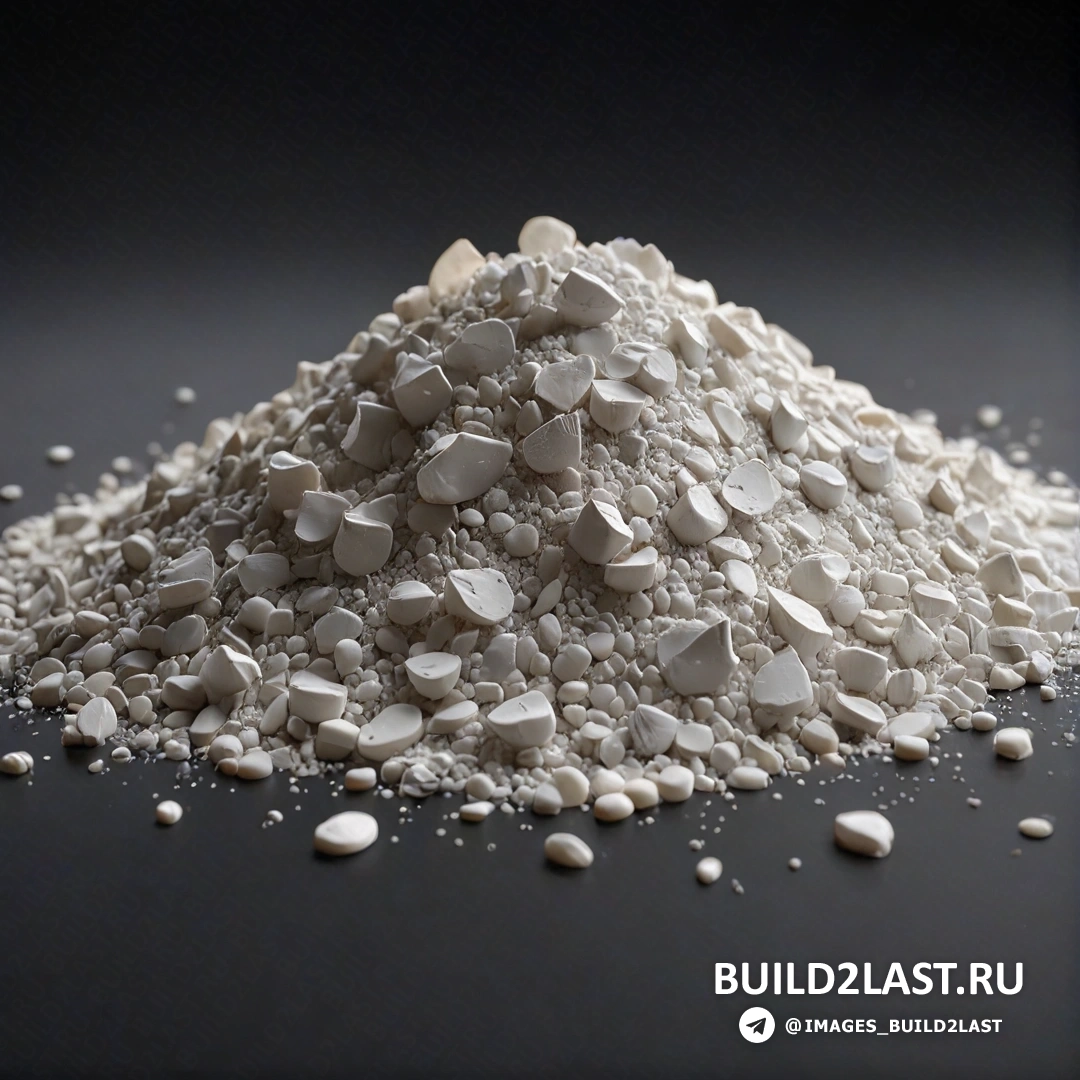Бетонное искусство - 3D-рендеринг. Куча белых камней и гравия на черной поверхности