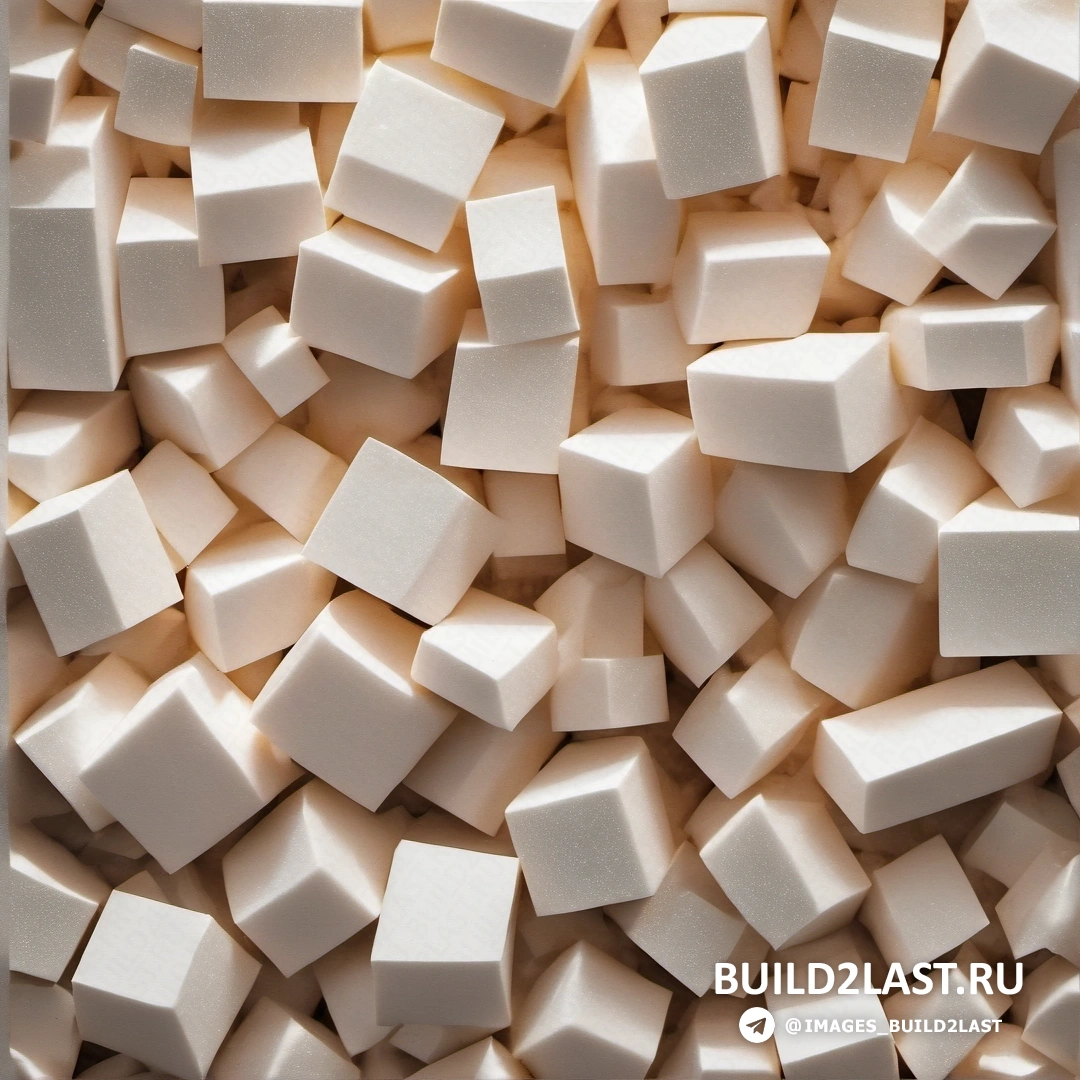 De stijl - рендер Ambient occlusion. Куча белых кубиков на столе рядом друг с другом на столе.