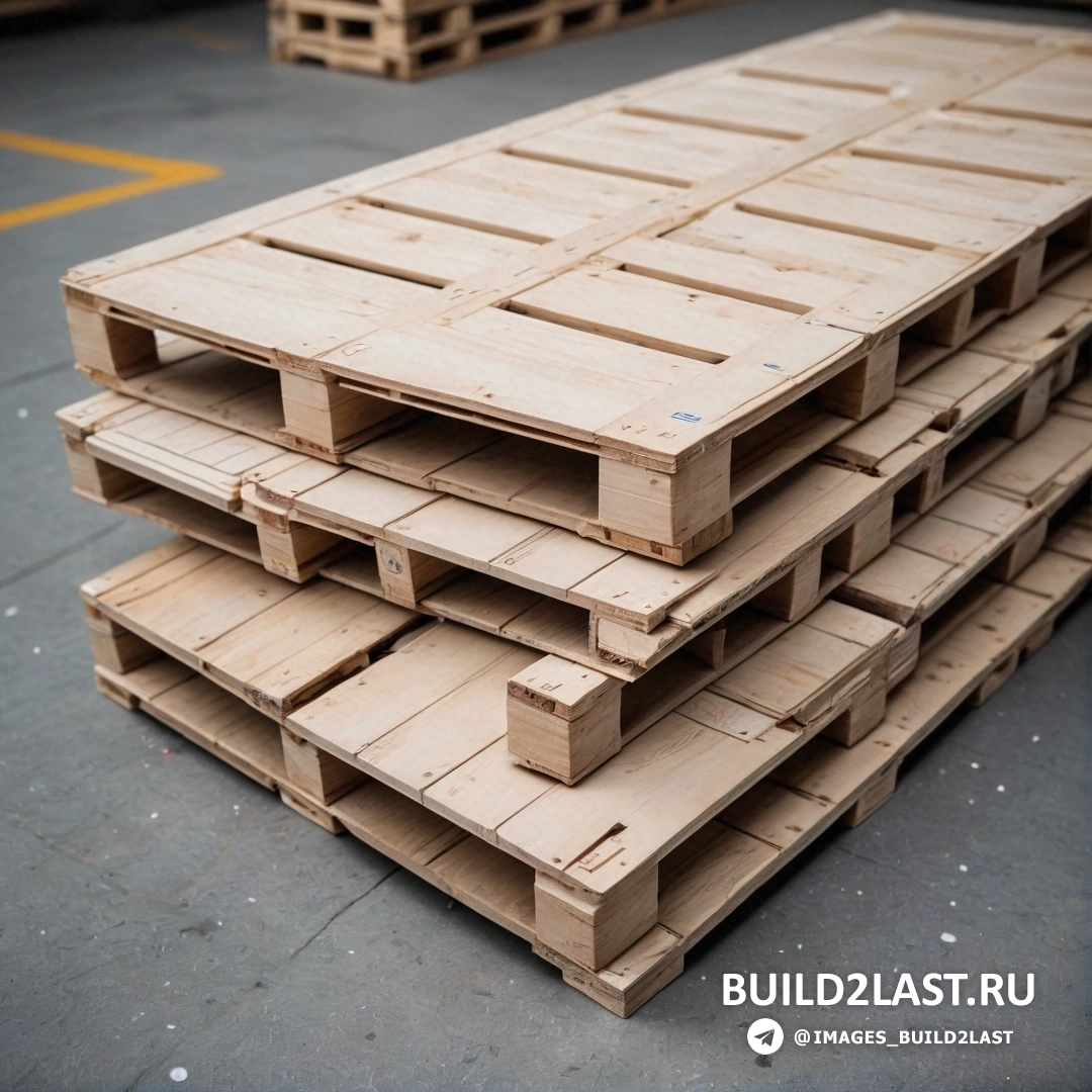 Постминимализм - стоковая фотография. Куча деревянных поддонов, сложенных друг на друга на полу склада