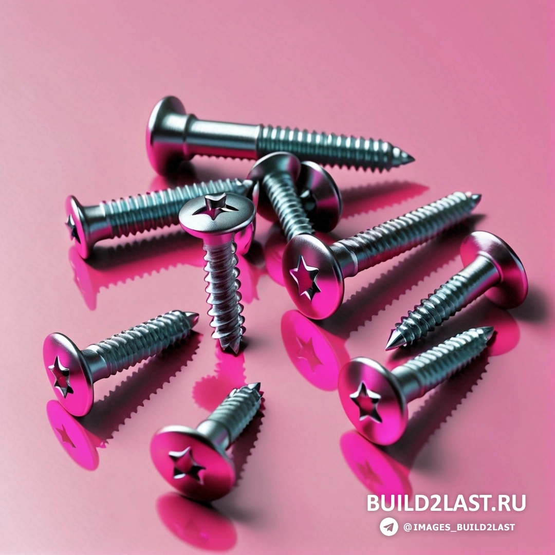 Plasticien - 3D рендер. Куча розовых винтов и розовый фон