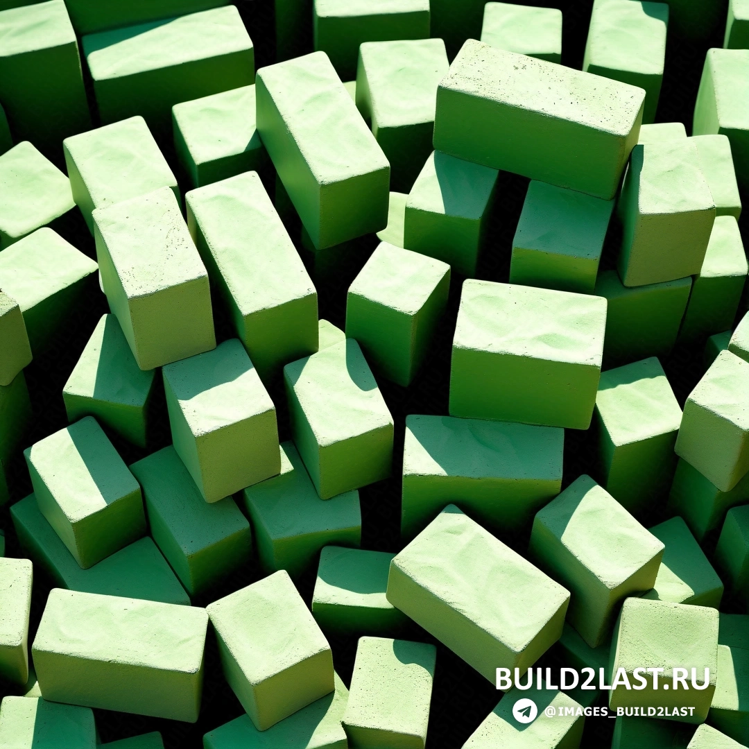 Экологическое искусство - 3D рендер. Куча зеленых кубиков на черном фоне