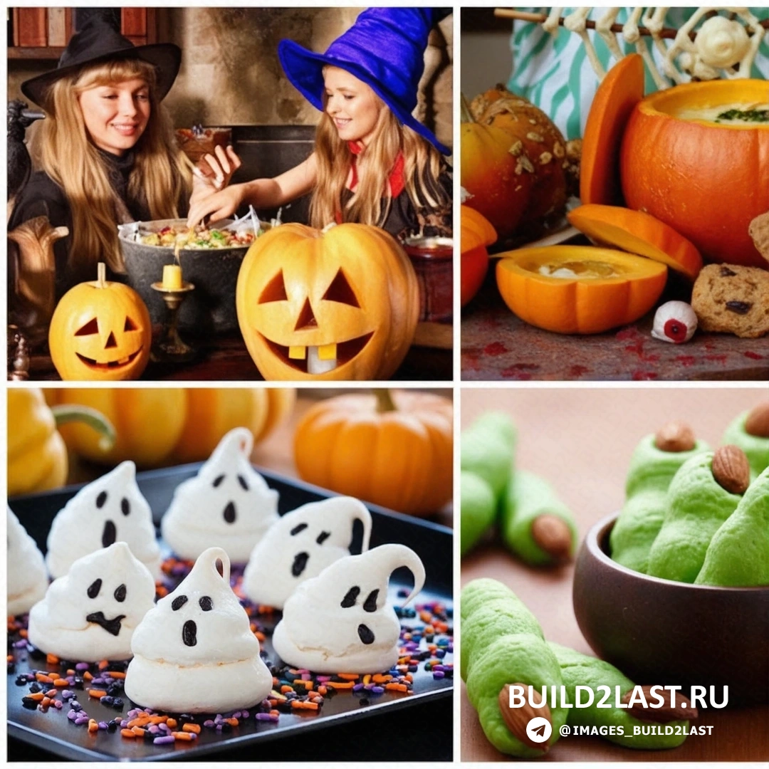 Идеи кулинарного декора на Хэллоуин с оранжевыми и зелеными элементами для октября Кулинарный декор на Хэллоуин в оранжевых и зеленых оттенках для октября