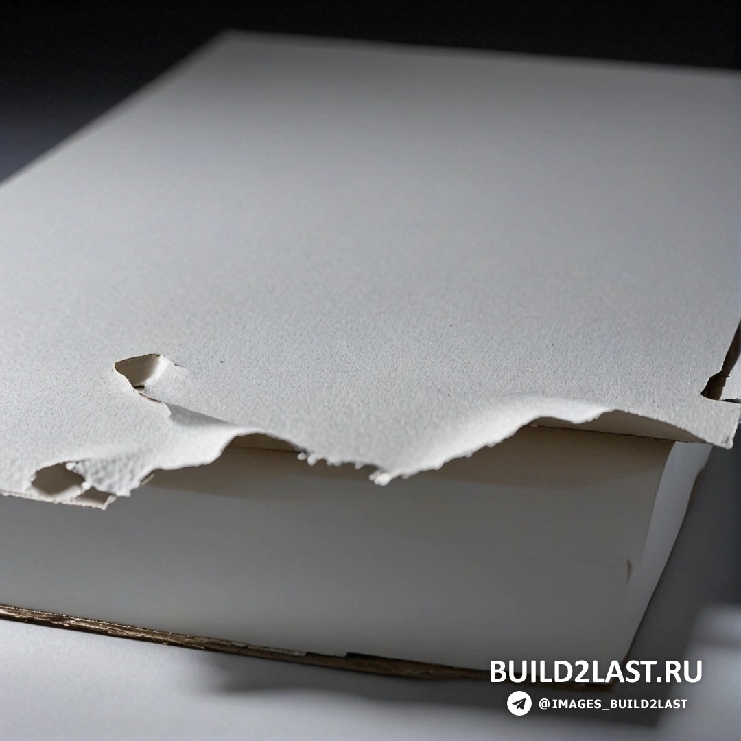 Саморазрушающееся искусство - фотокопия. Кусок бумаги с дыркой, который разорван и лежит на столешнице с черным фоном