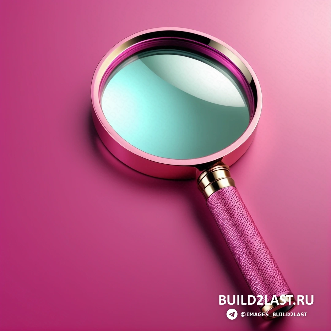Новая объективность - сверхтонкая детализированная прорисовка. Увеличительное стекло на розовом фоне