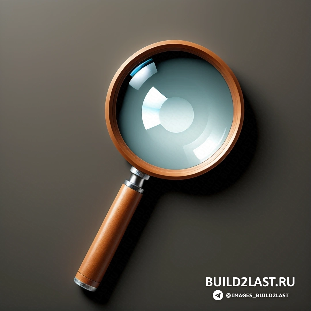 Новая объективность - сверхтонкая детализированная прорисовка. Увеличительное стекло на столе с черным фоном
