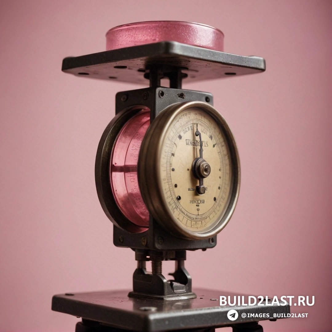 Новая объективность - стоковая фотография. Маленькие весы с часами на них на столе с розовым фоном