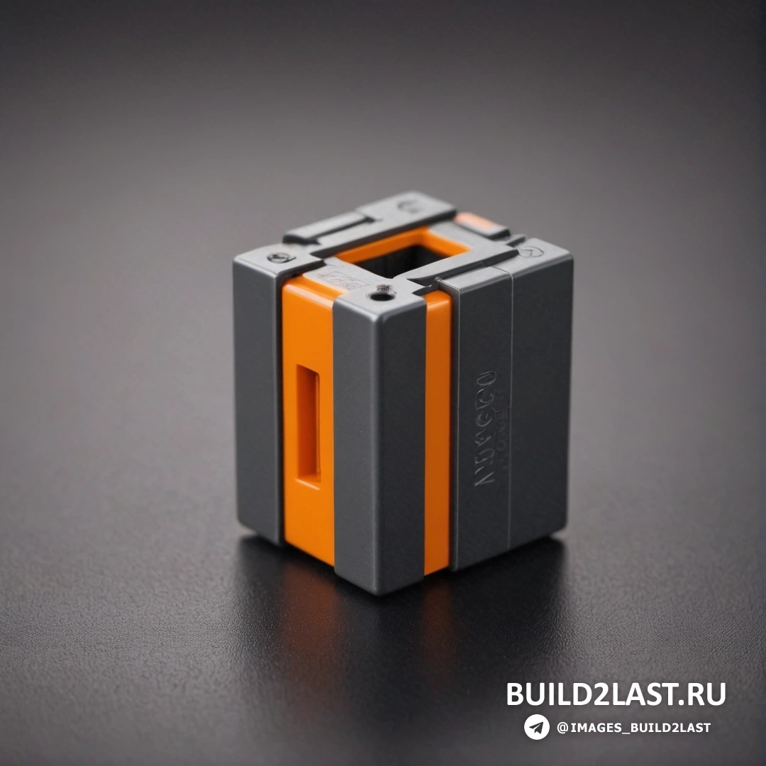 Кубофутуризм - 3D-рендер. Маленький оранжево-черный объект на черной поверхности