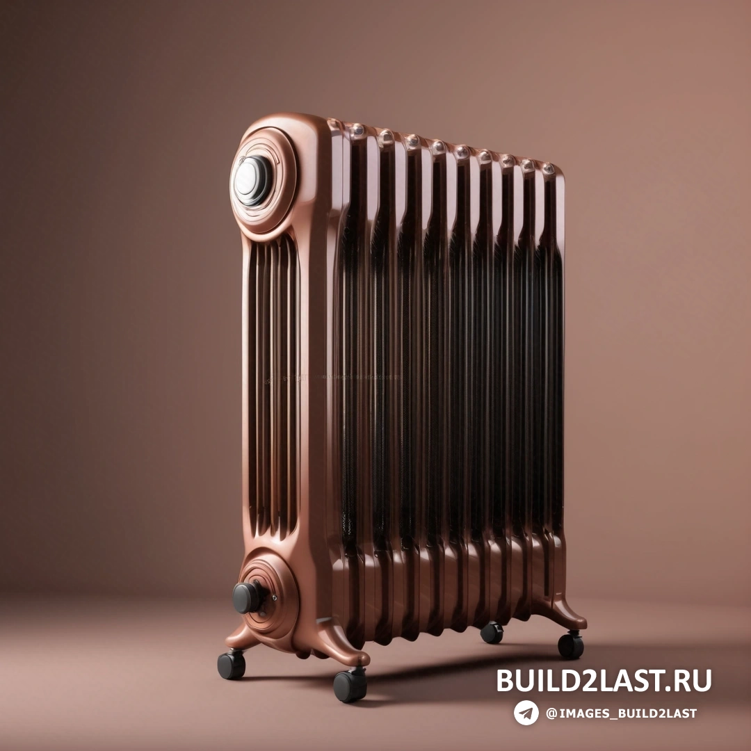 Арт-деко - 3D рендер. Медный радиатор на коричневом фоне