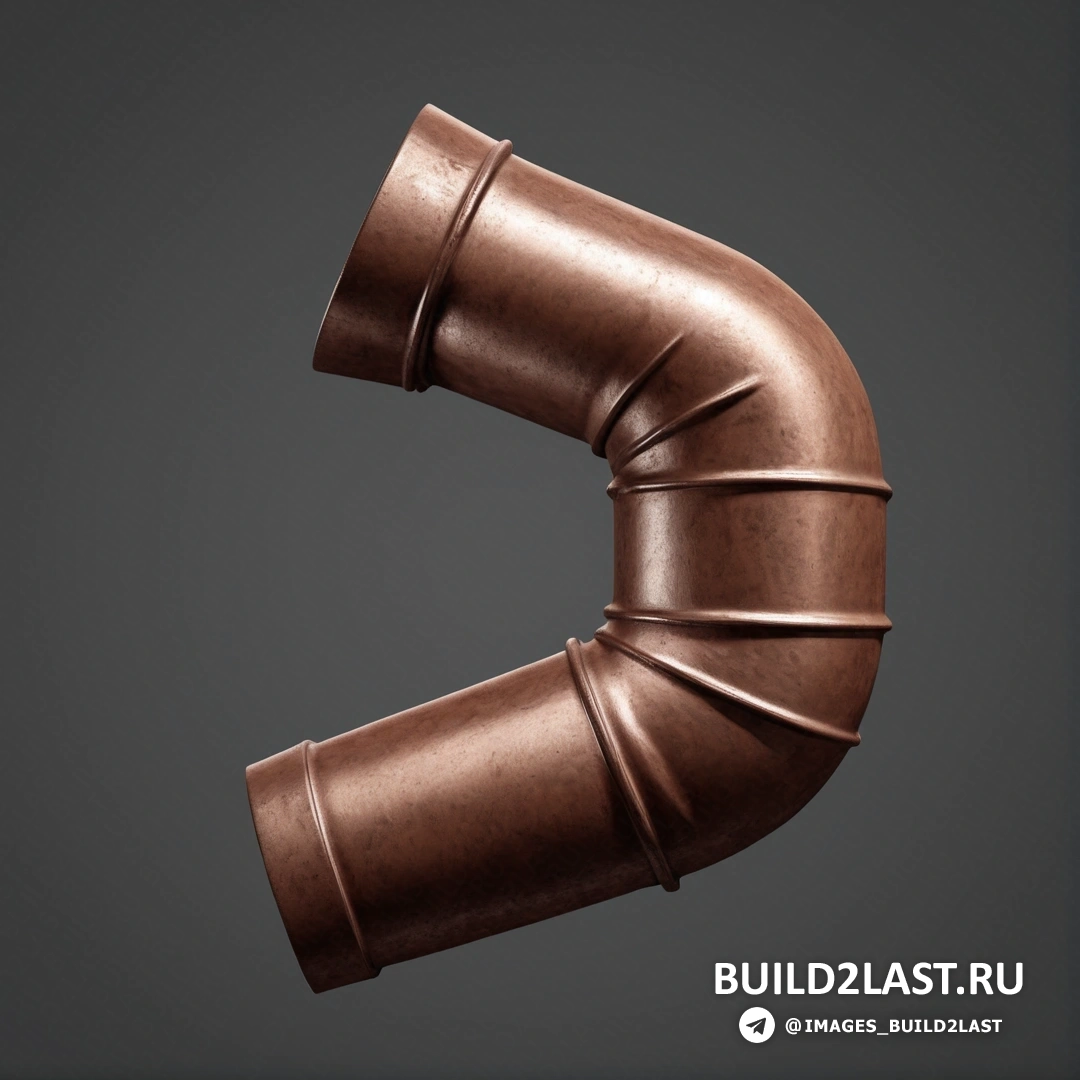 Фотореализм - рендеринг с окклюзией окружающего света. Металлическая труба с загнутым концом и загнутым концом сбоку, на черном фоне