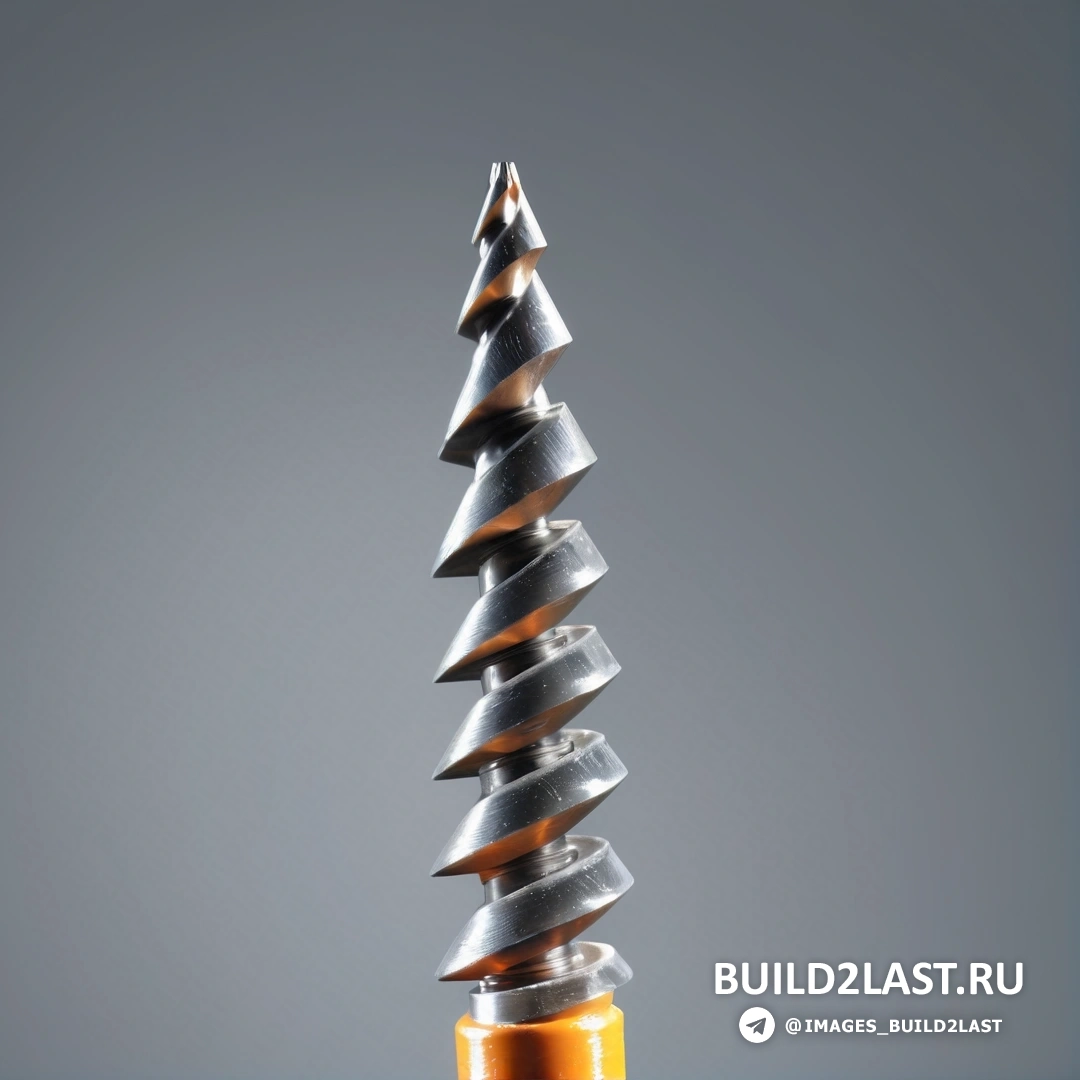 Прецизионизм - абстрактная скульптура. Металлический предмет со спиральным рисунком сбоку и небольшим оранжевым предметом посередине.