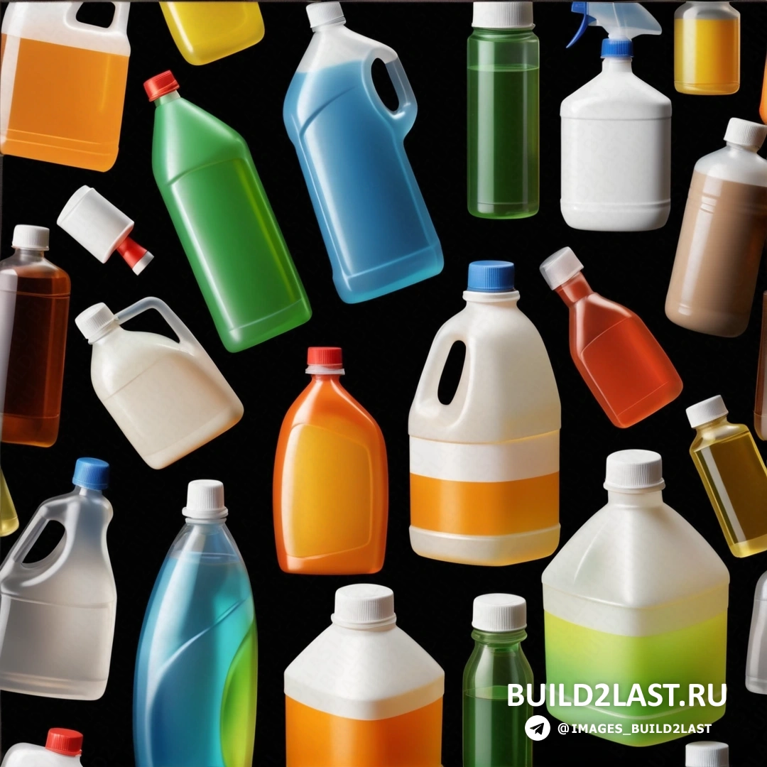 Plasticien - рендер окклюзии окружающей среды. Множество бутылок с жидкостью разного цвета на черном фоне.