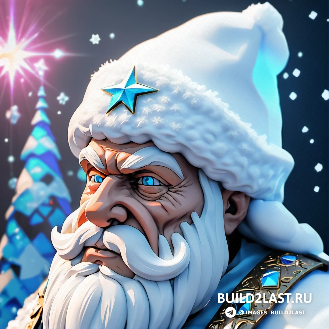 мультфильм Санта-Клауса со звездой на шляпе и бороде