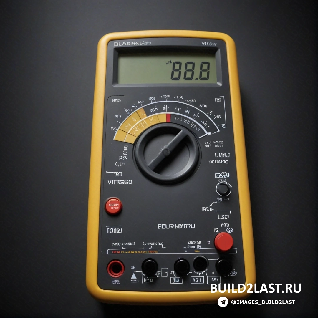 Прецизионизм - компьютерная визуализация. Мультиметр с цифровым дисплеем на столешнице с черным фоном