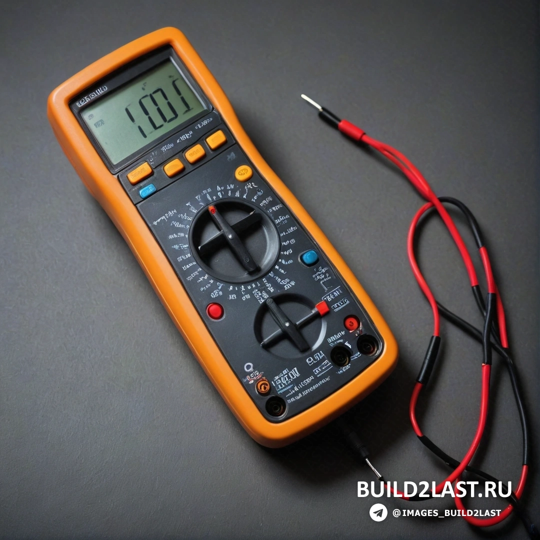 Шок-арт - стоковая фотография. Мультиметр с красным и черным шнуром на столе