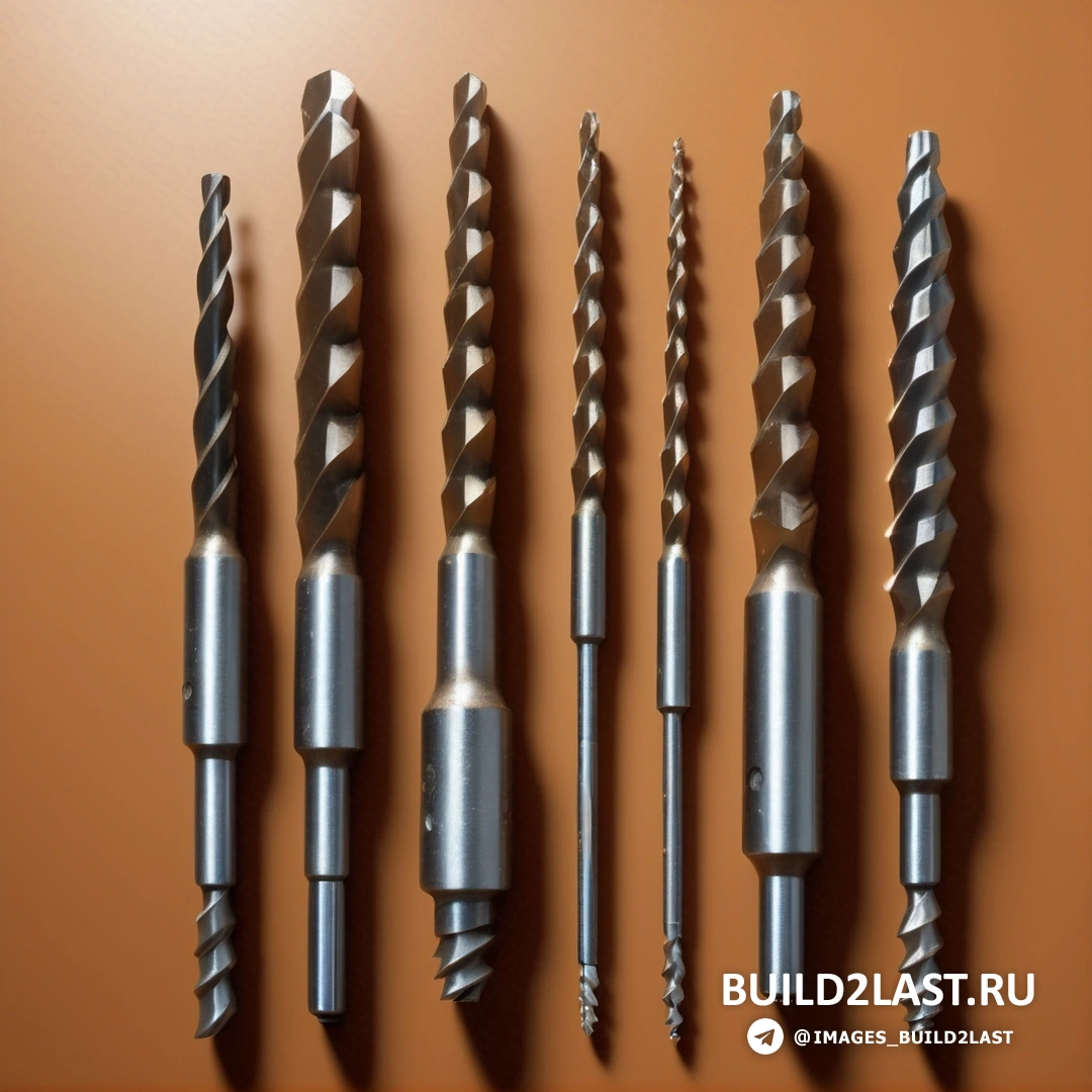 Прецизионизм - цифровой рендеринг. Набор буровых инструментов на коричневом фоне.