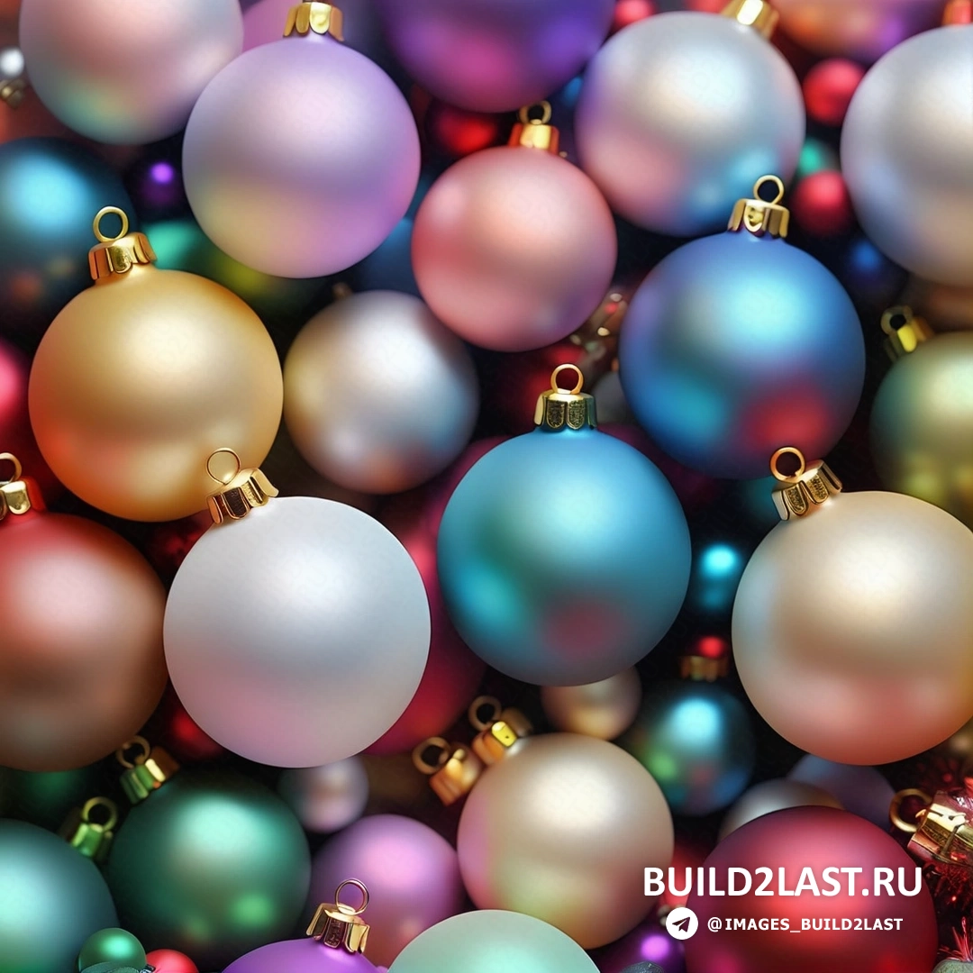 несколько рождественских украшений разного цвета на столешнице с черным фоном и белым с золотой отделкой
