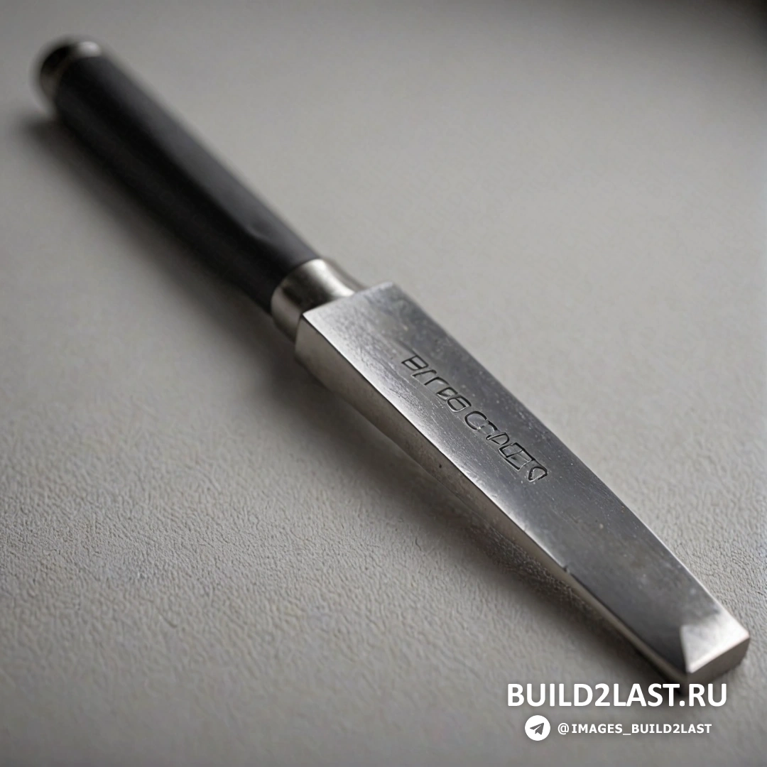 Прецизионизм - 3D-рендер. Нож лежит на столе с черной ручкой