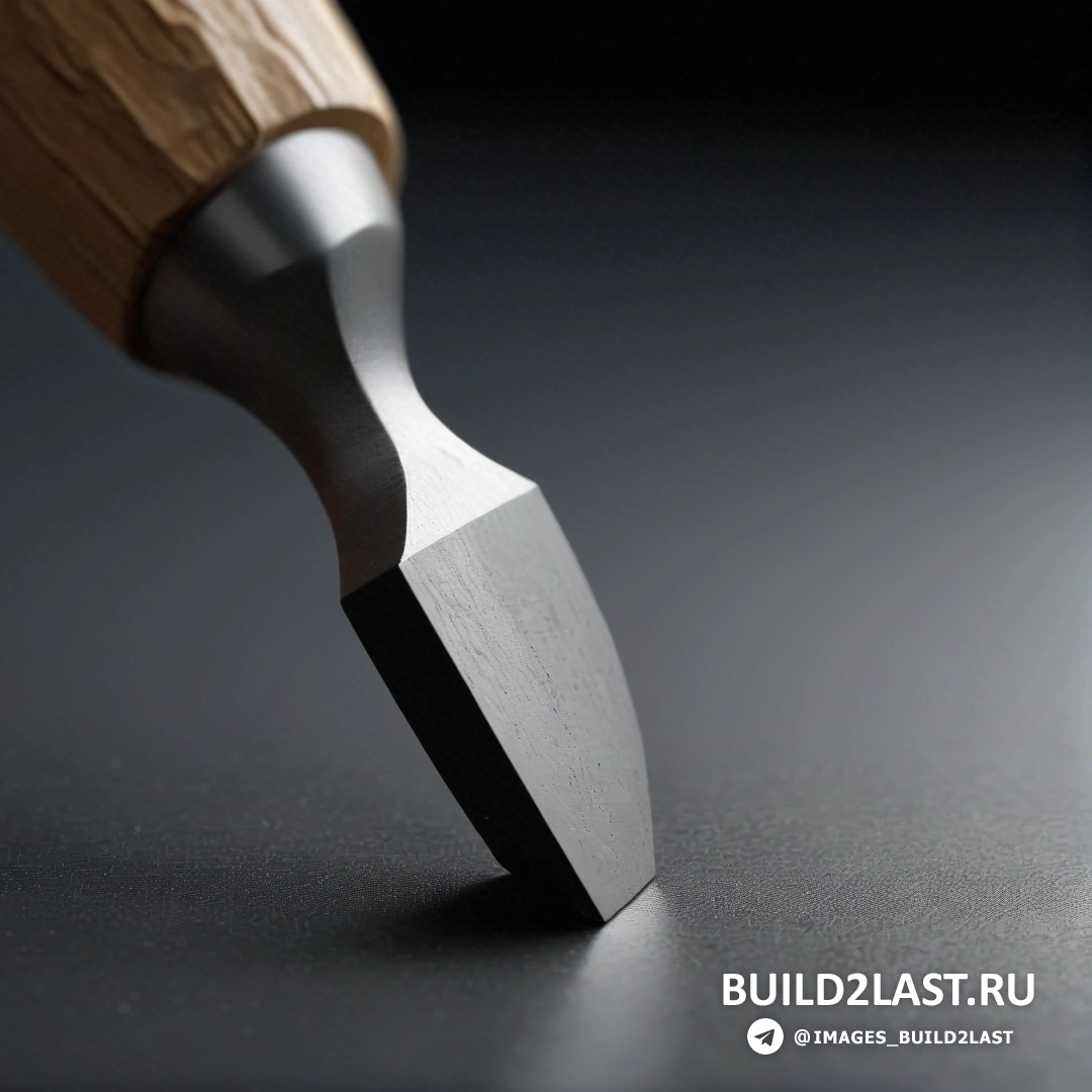 Прецизионизм - 3D-рендер. Нож с деревянной ручкой на столешнице с черным фоном