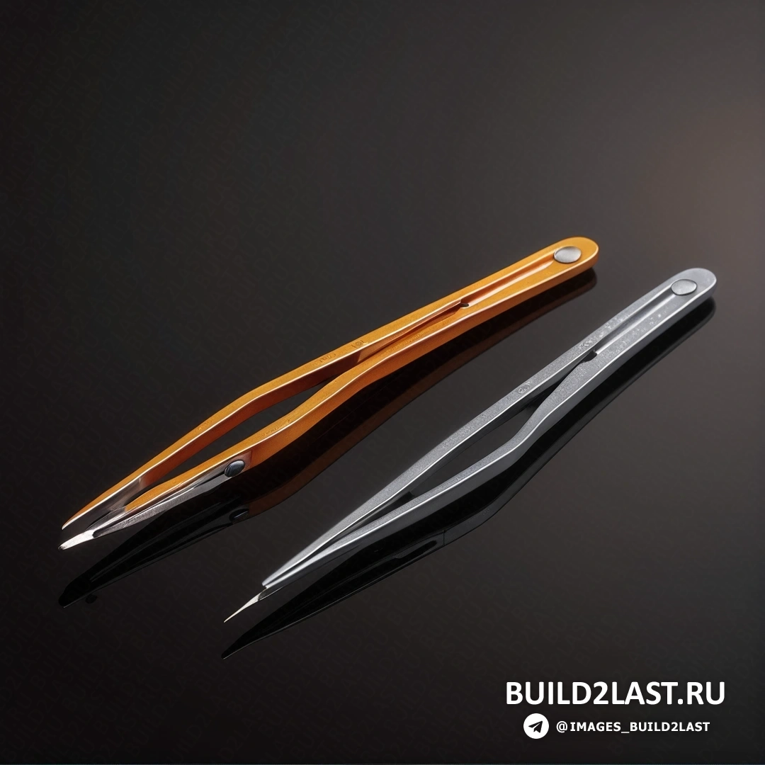 Прецизионизм - цифровой рендеринг. Ножницы и ножницы на черной поверхности с отражением ножниц на заднем плане