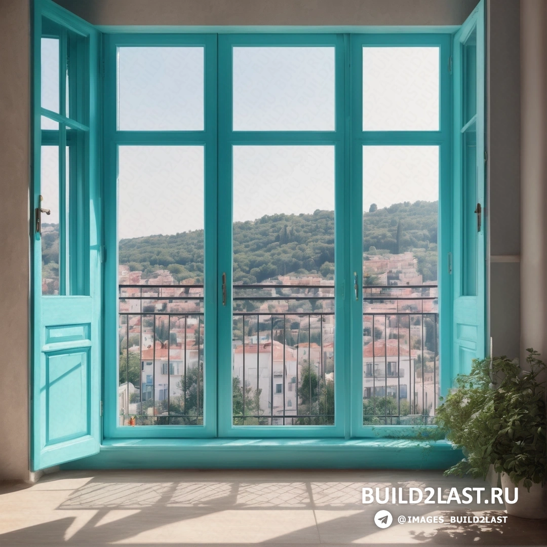 Движение декоративно-прикладного искусства - цифровой рендеринг. Окно с видом на город за его пределами