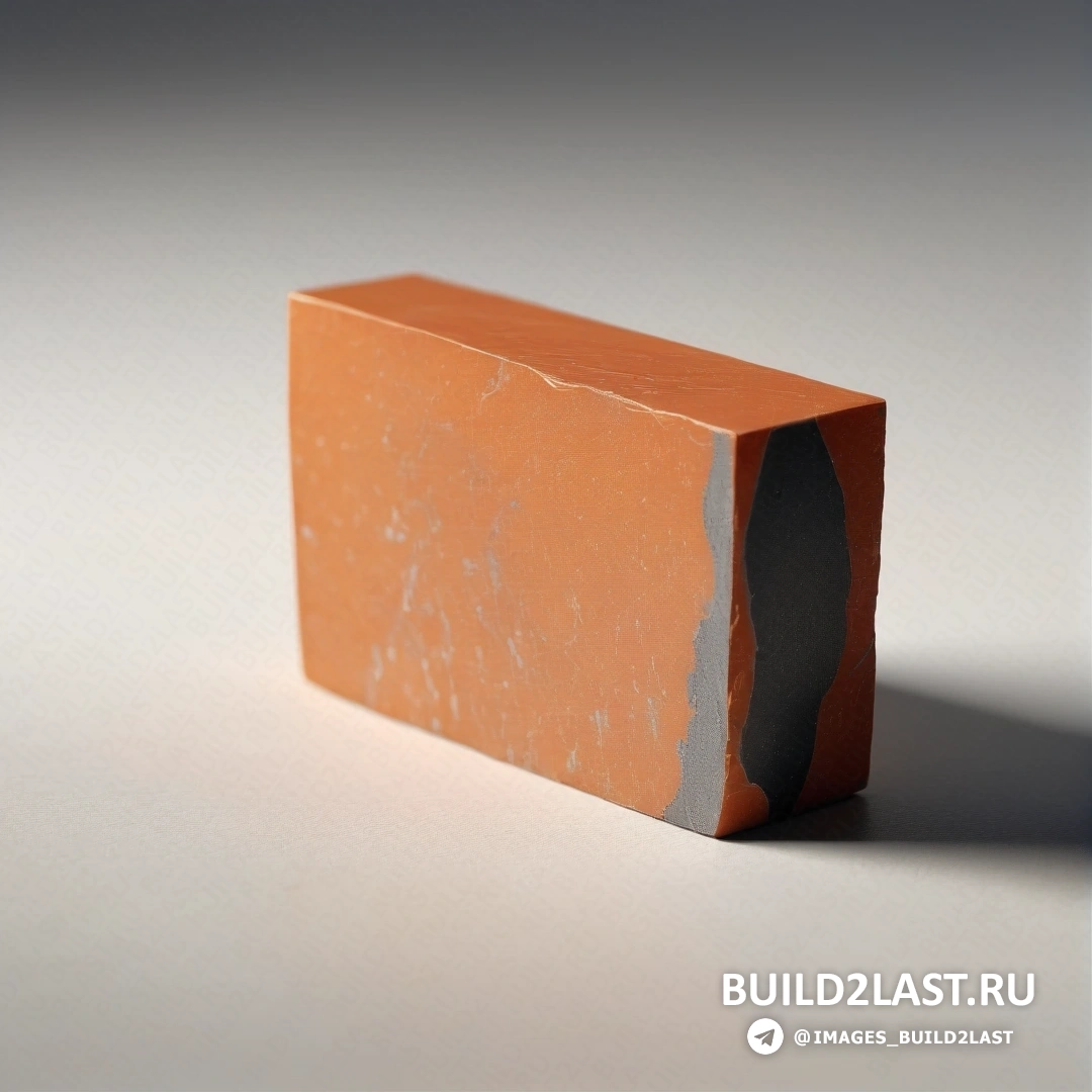 Новая объективность - абстрактная скульптура. Оранжевый бетонный блок с черным пятном сбоку