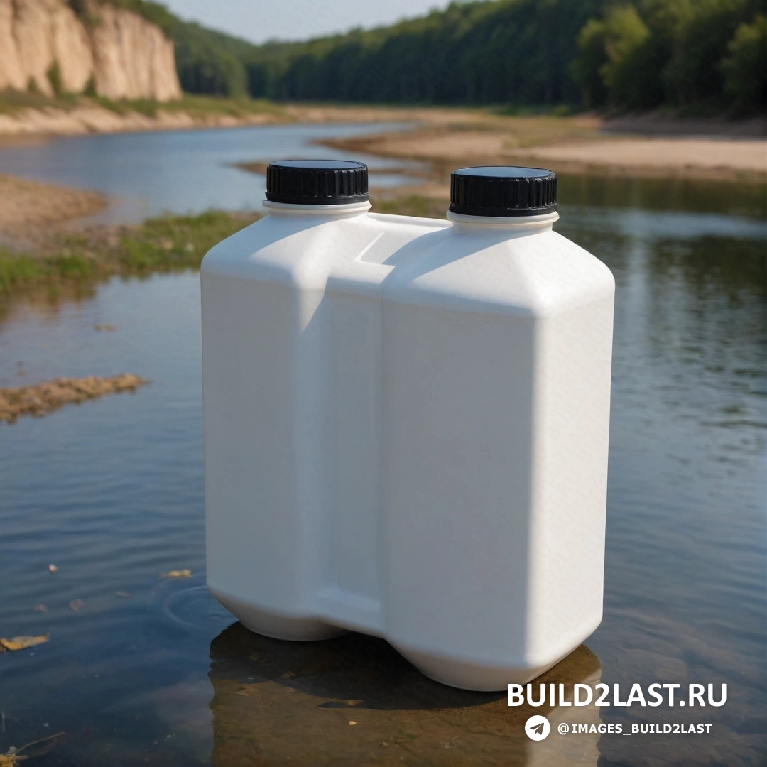 Искусство окружающей среды - визуализация с окклюзией окружающего пространства. Пара белых кувшинов на вершине берега реки рядом с лесом