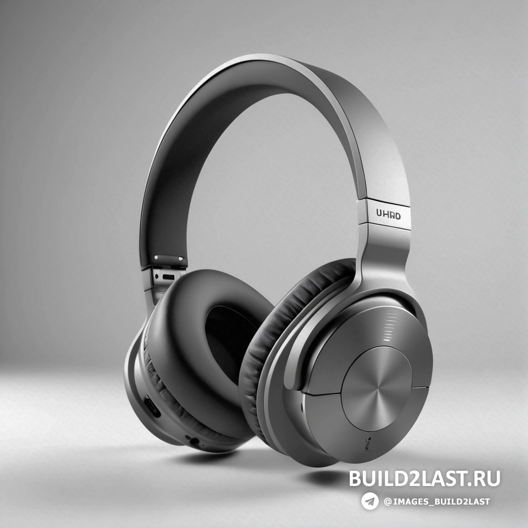 Фотореализм - рендер Ambient occlusion. Пара наушников на столе на сером фоне.