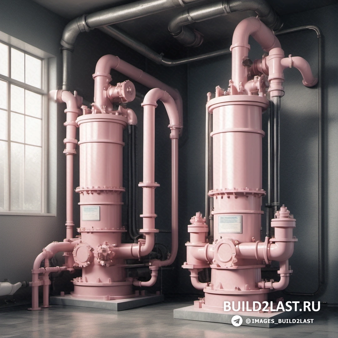 Синхромизм - рендер Ambient Occlusion. Пара розовых труб находятся в комнате с окном и светильником на стене за ними.
