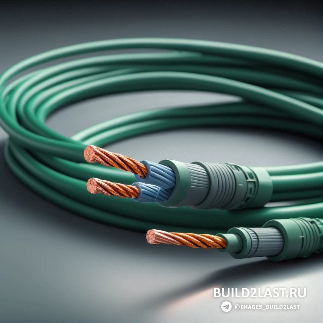 Шок-арт - цифровой рендеринг. Пара зеленых и оранжевых проводов на серой поверхности с черным фоном