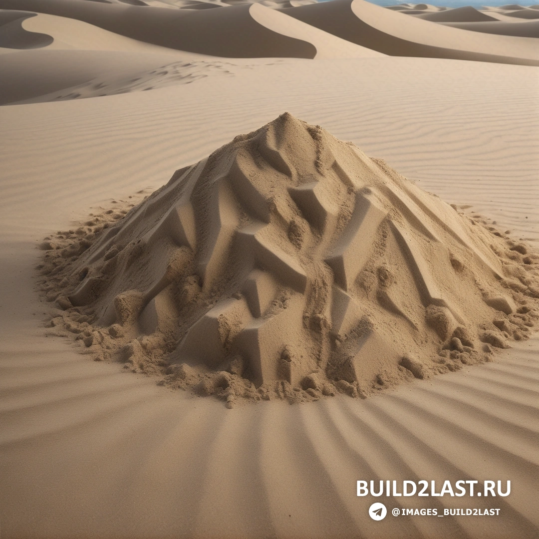 Лэнд-арт - рендер Ambient occlusion. Песчаная дюна с небольшой песчаной насыпью посередине.