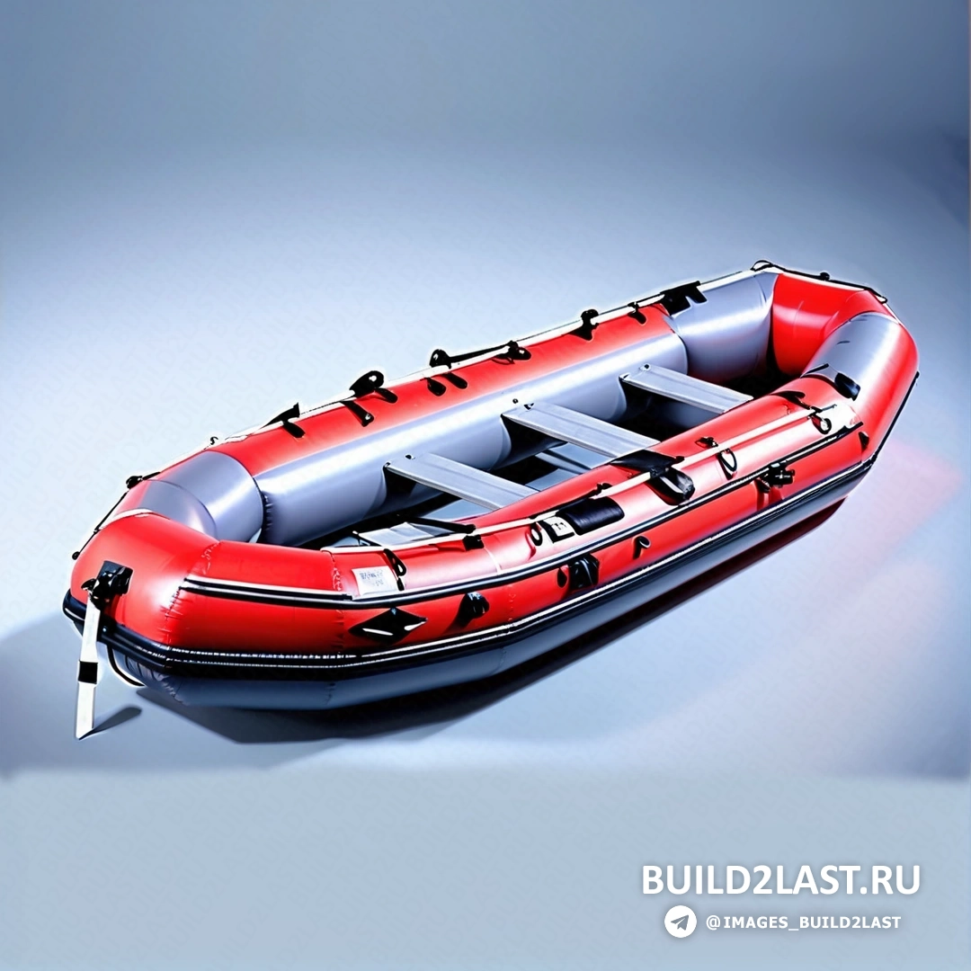 Plasticien - цифровой рендеринг. Плот плывет по водоему, к его борту прикреплен плот.