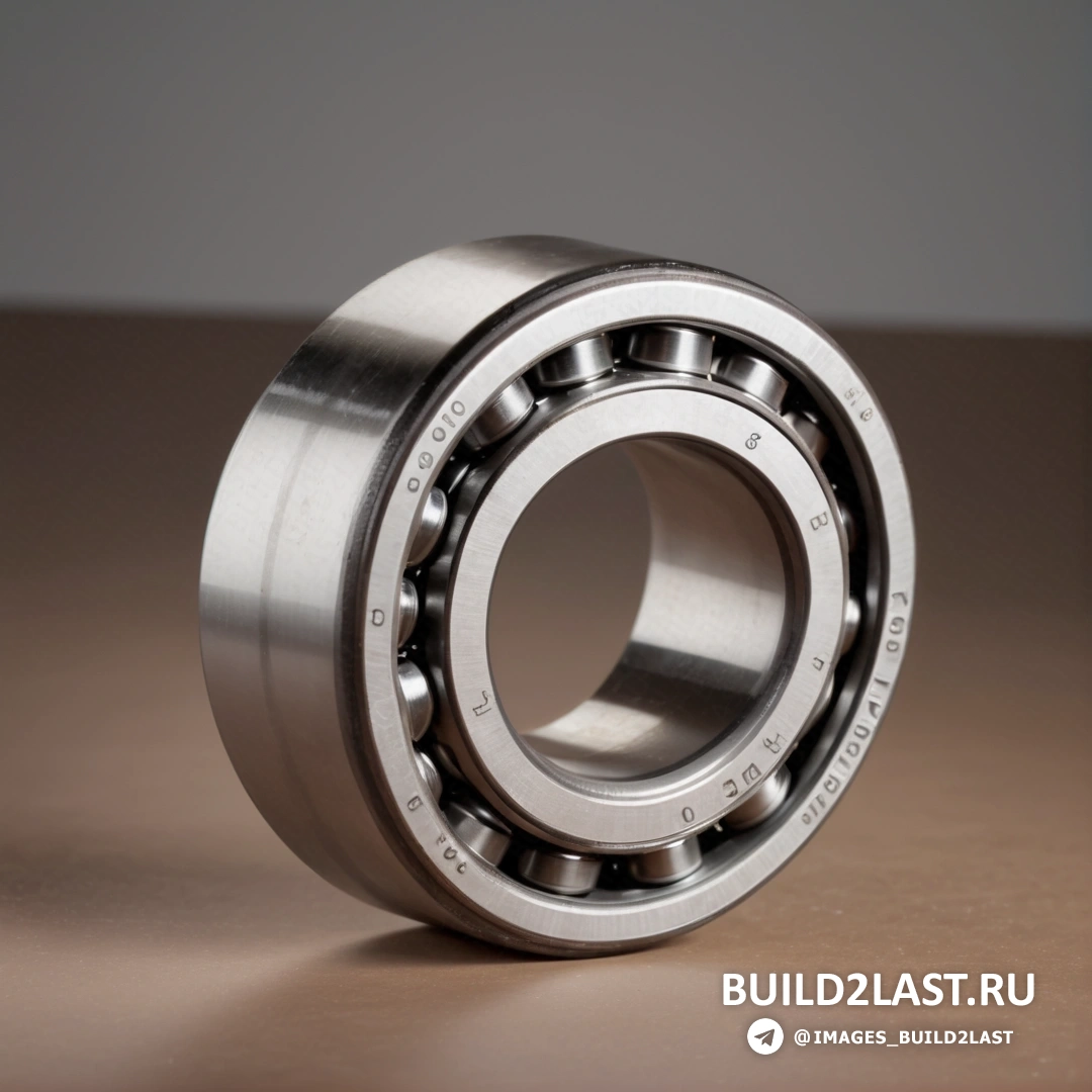 Прецизионизм - 3D рендер. Подшипник на шарикоподшипниковом блоке на столе с коричневым фоном