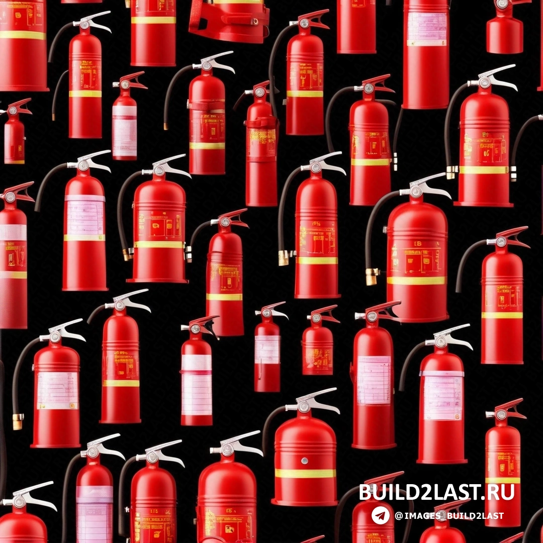 Поп-арт - поп-арт живопись. Большая группа красных огнетушителей изображена в виде узора на черном фоне.