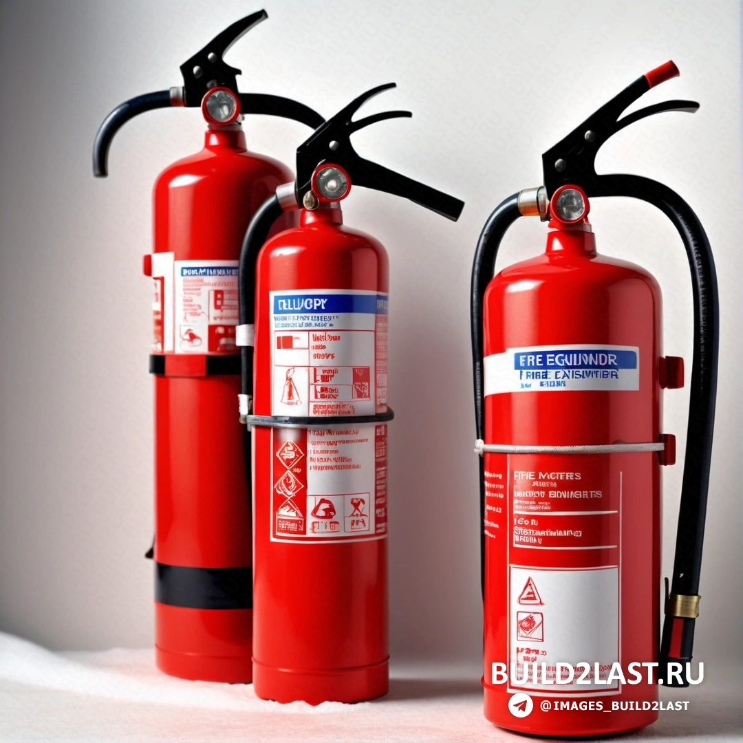 Plasticien - стоковая фотография. Показаны два огнетушителя с присоединенным к ним шлангом