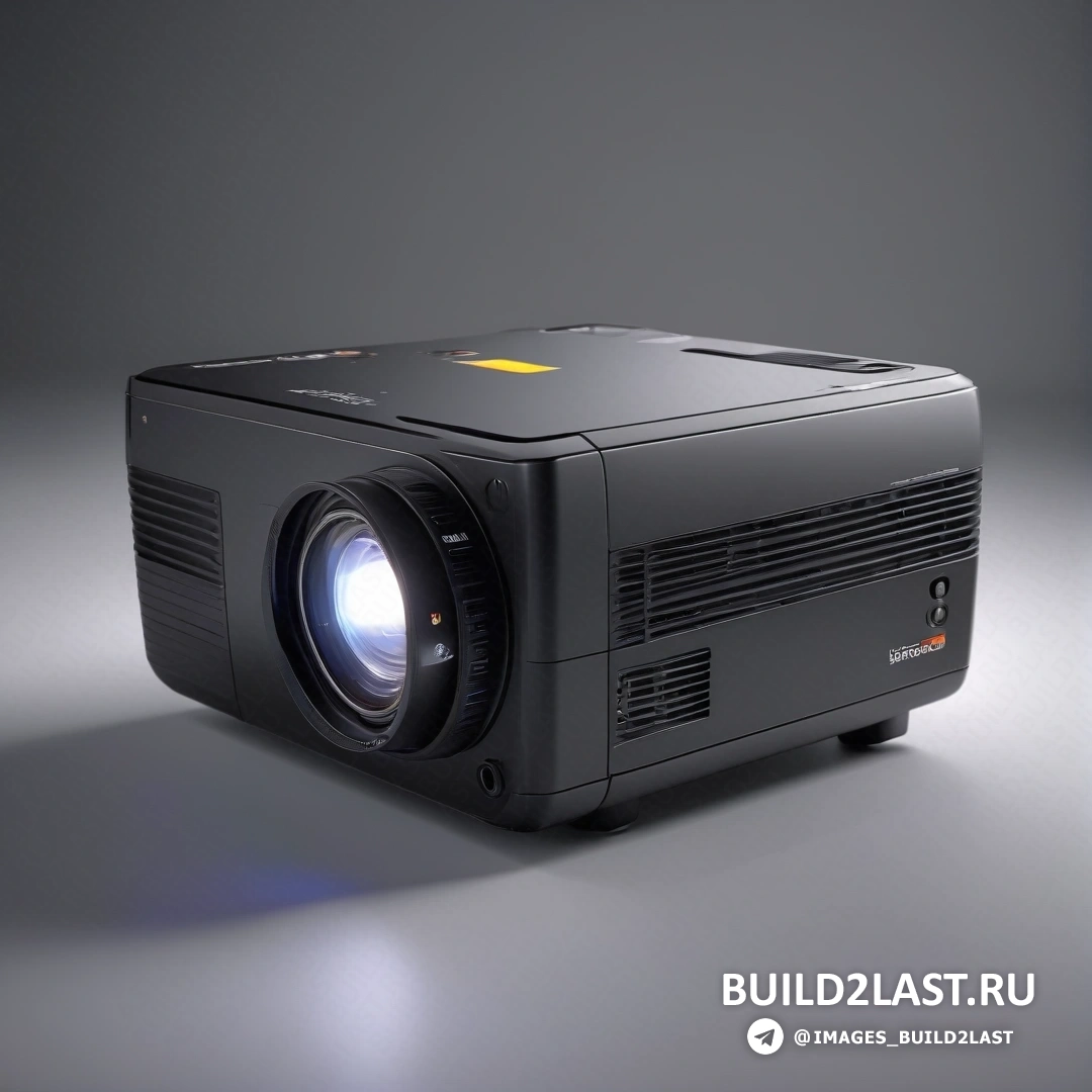 Фотореализм - компьютерная визуализация. Проектор с линзой на сером фоне