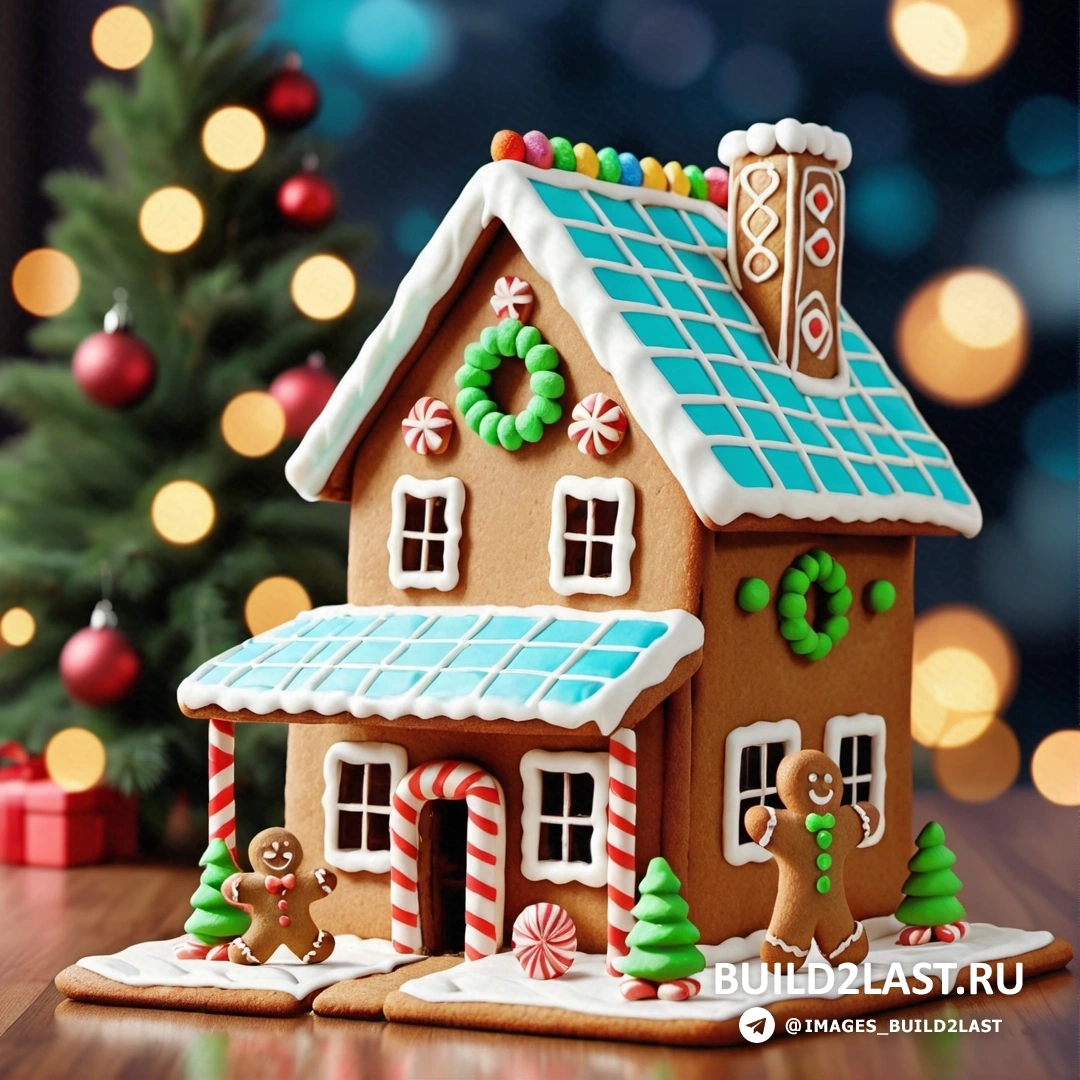 пряничный домик с рождественской елкой
