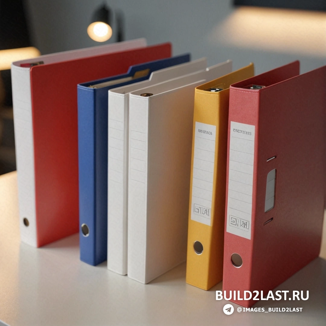 Academic art - 3D render. Row of binders on top of a table next to a lamp and a lamp shade on the wall