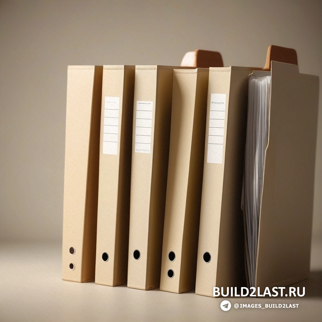Academic art - stock photo. Row of binders with a binder on top of them, on a table next to a folder